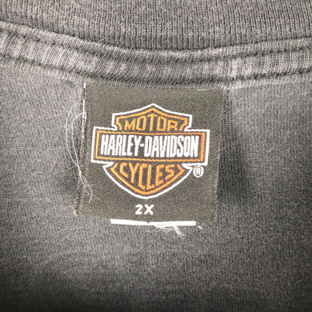Harley-Davidson Eagle Pattern Motorcycle Long Sleeve T-Shirt, Made in USA, Men's XXL cotton Charcoal Vintage Second Hand