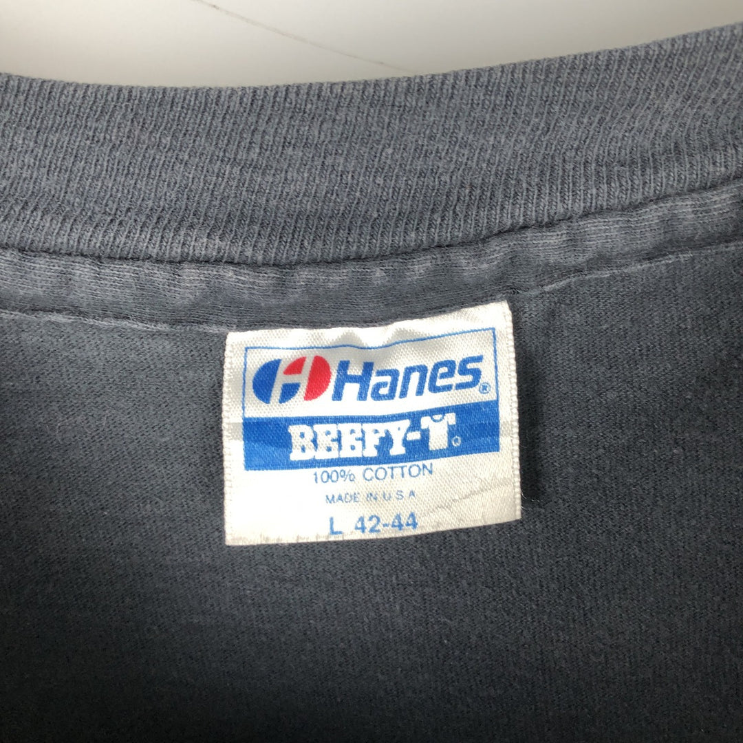 Vintage 1980'S Hanes 100% Cotton Blue Tag Long Sleeve T-Shirt, Made in USA, Men's Size L cotton navy blue type Vintage Second Hand