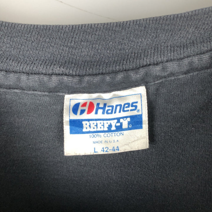 Vintage 1980'S Hanes 100% Cotton Blue Tag Long Sleeve T-Shirt, Made in USA, Men's Size L cotton navy blue type Vintage Second Hand