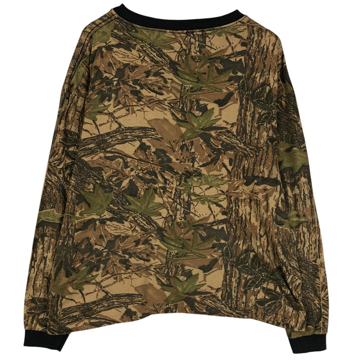 Vintage 1990'S Realtree Camo Camo Long Sleeve T-Shirt, Made in USA, Men's Size XXL polyester Khaki type Vintage Second Hand