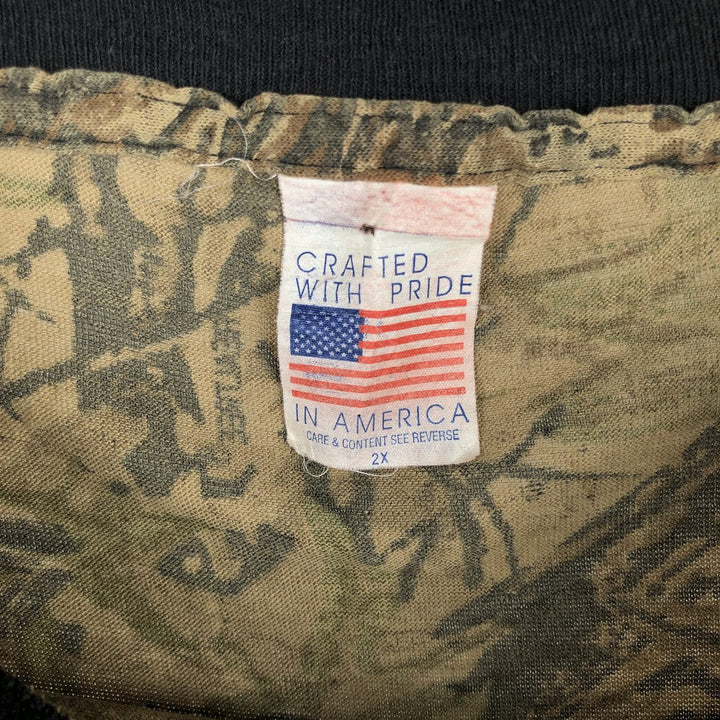 Vintage 1990'S Realtree Camo Camo Long Sleeve T-Shirt, Made in USA, Men's Size XXL polyester Khaki type Vintage Second Hand