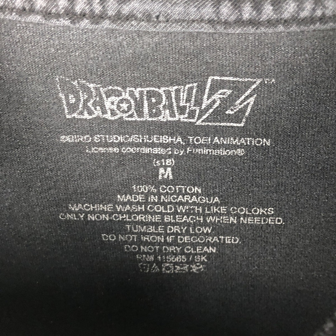 Dragon Ball Z Vegeta Character Print Long Sleeve T-Shirt, Men's Size Medium cotton black type Vintage Second Hand