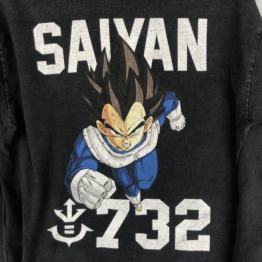 Dragon Ball Z Vegeta Character Print Long Sleeve T-Shirt, Men's Size Medium cotton black type Vintage Second Hand
