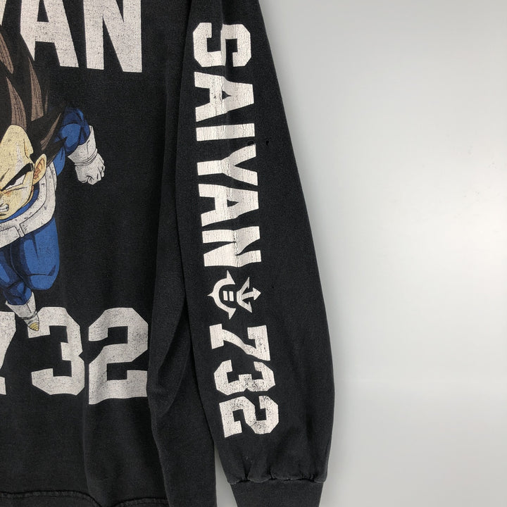 Dragon Ball Z Vegeta Character Print Long Sleeve T-Shirt, Men's Size Medium cotton black type Vintage Second Hand