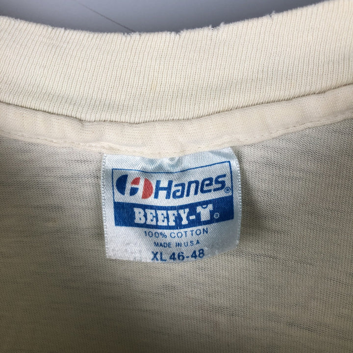 Vintage 1980'S Hanes BEEFY-T Blue Tag Long Sleeve T-Shirt, Made in USA, Men's Size XL cotton ivory Vintage Second Hand
