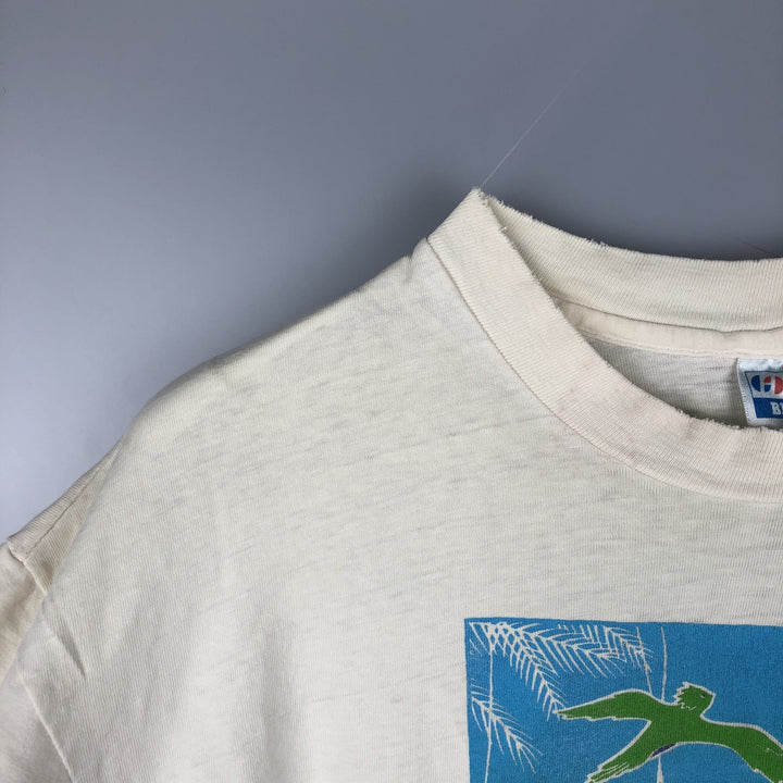 Vintage 1980'S Hanes BEEFY-T Blue Tag Long Sleeve T-Shirt, Made in USA, Men's Size XL cotton ivory Vintage Second Hand