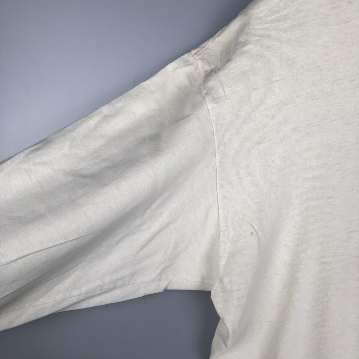Vintage 1980'S Hanes BEEFY-T Blue Tag Long Sleeve T-Shirt, Made in USA, Men's Size XL cotton ivory Vintage Second Hand