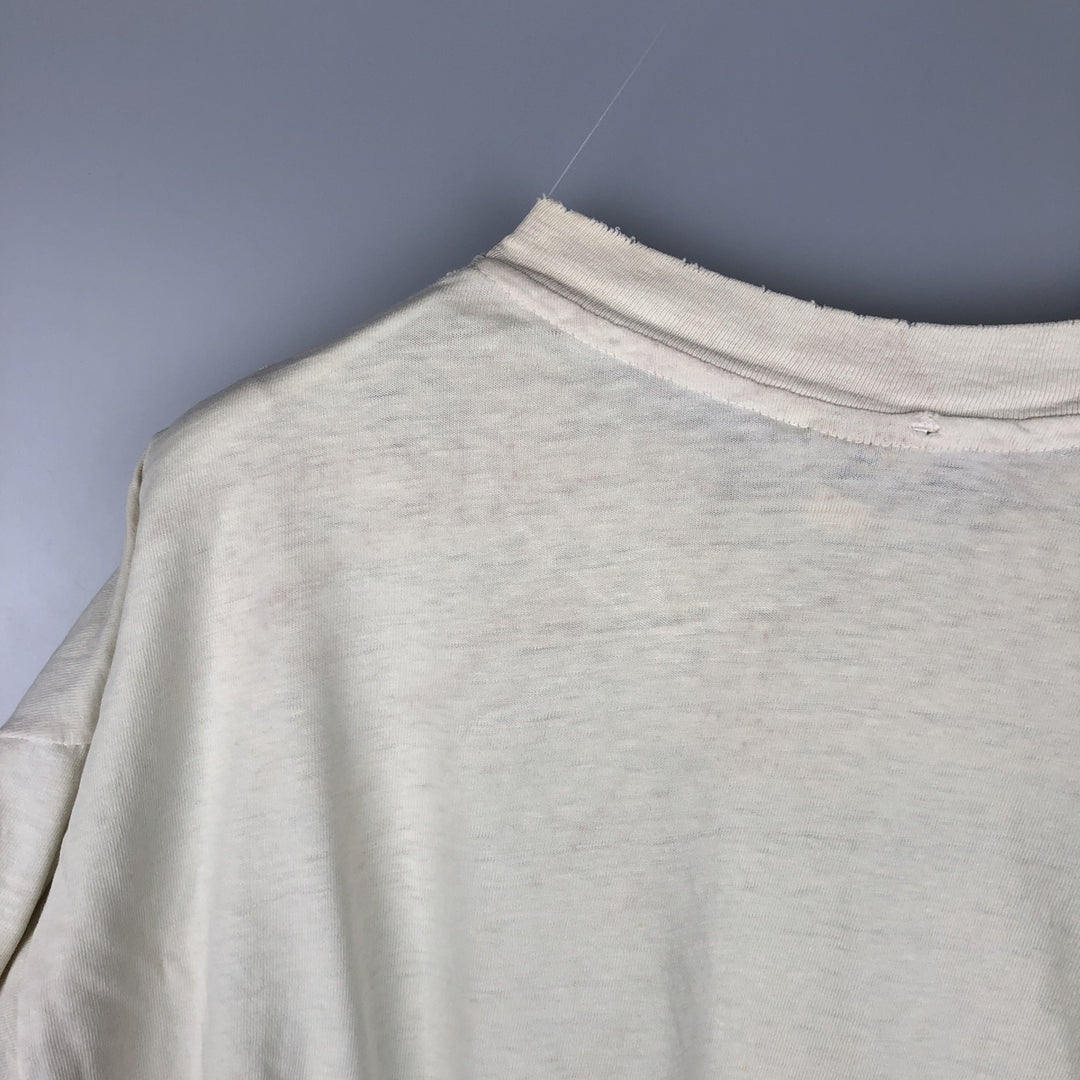 Vintage 1980'S Hanes BEEFY-T Blue Tag Long Sleeve T-Shirt, Made in USA, Men's Size XL cotton ivory Vintage Second Hand