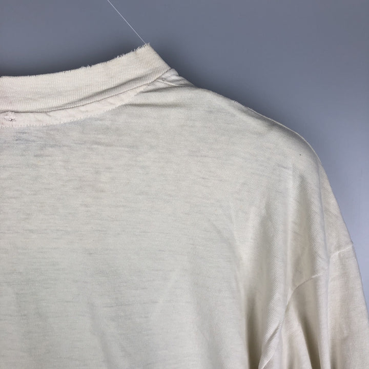 Vintage 1980'S Hanes BEEFY-T Blue Tag Long Sleeve T-Shirt, Made in USA, Men's Size XL cotton ivory Vintage Second Hand