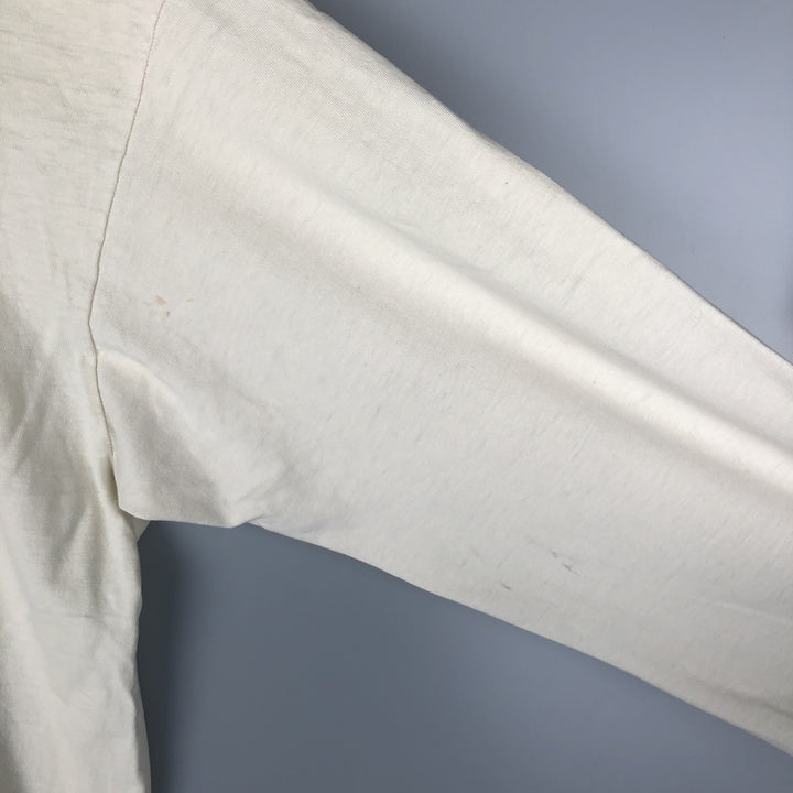 Vintage 1980'S Hanes BEEFY-T Blue Tag Long Sleeve T-Shirt, Made in USA, Men's Size XL cotton ivory Vintage Second Hand