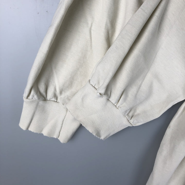 Vintage 1980'S Hanes BEEFY-T Blue Tag Long Sleeve T-Shirt, Made in USA, Men's Size XL cotton ivory Vintage Second Hand