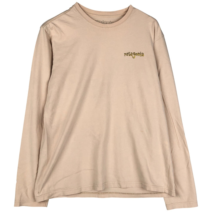 Patagonia Organic Cotton Long Sleeve T-Shirt, Men's Medium cotton Beige type Vintage Second Hand