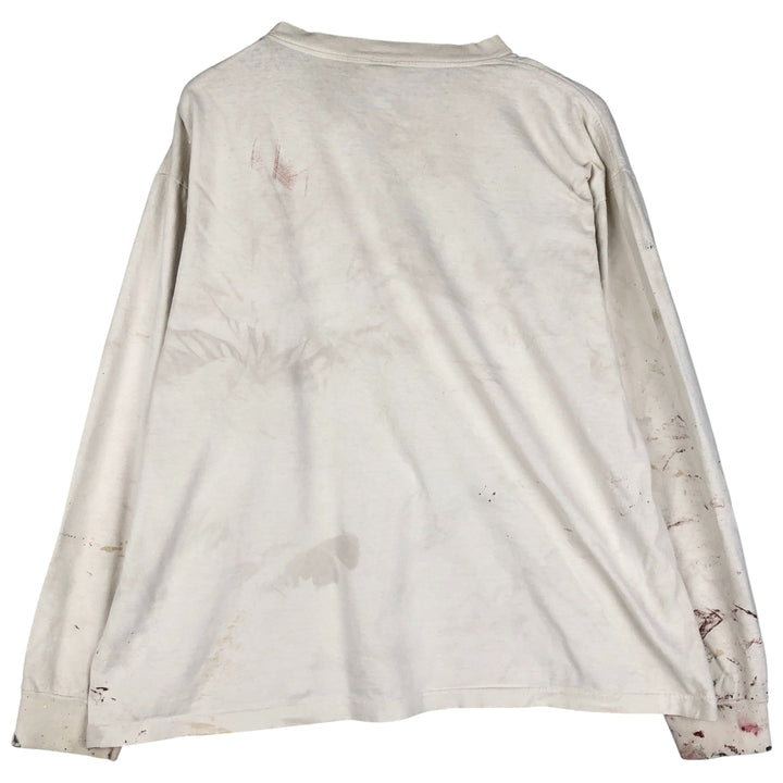 ~90'S Painted Long Sleeve T-Shirt, Vintage unclear Beige type Vintage Second Hand