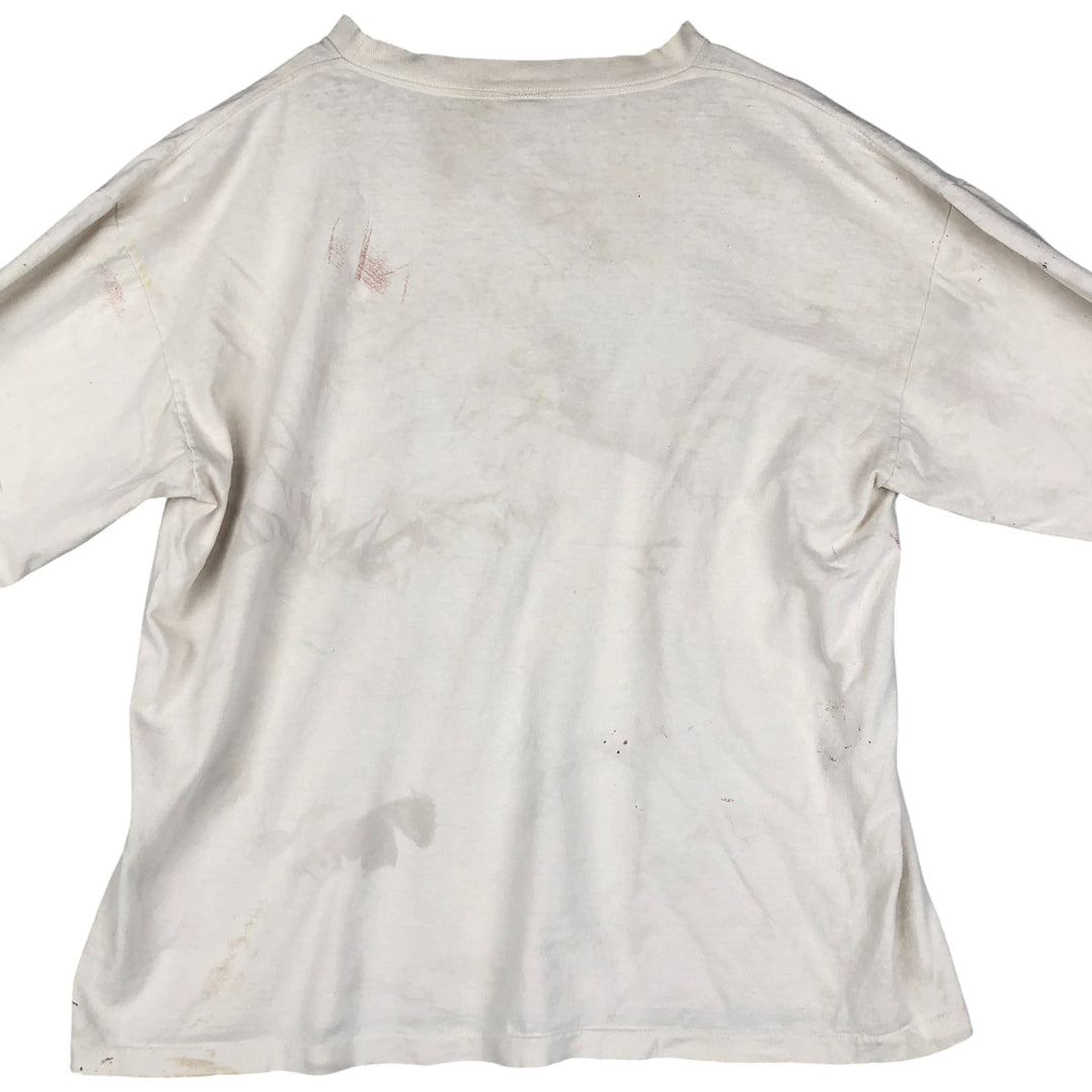 ~90'S Painted Long Sleeve T-Shirt, Vintage unclear Beige type Vintage Second Hand