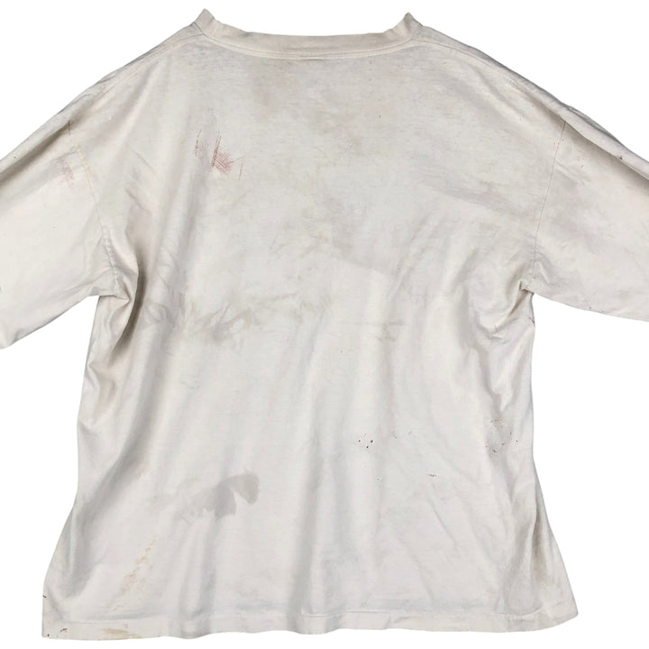 ~90'S Painted Long Sleeve T-Shirt, Vintage unclear Beige type Vintage Second Hand