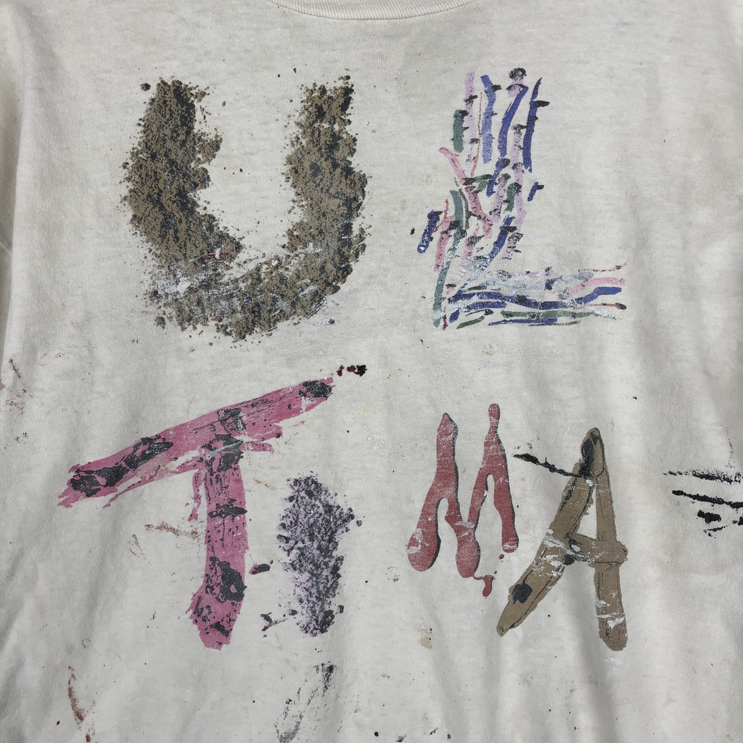 ~90'S Painted Long Sleeve T-Shirt, Vintage unclear Beige type Vintage Second Hand