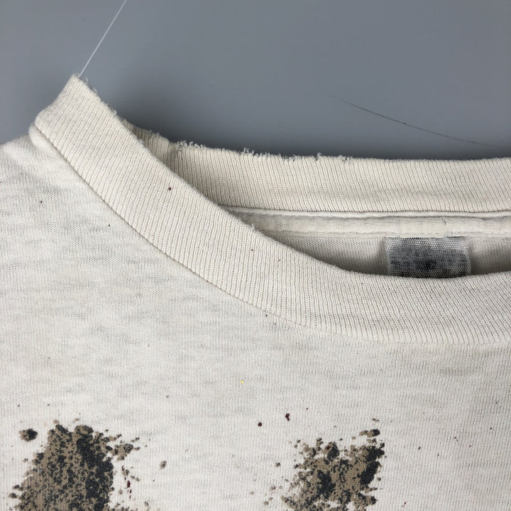 ~90'S Painted Long Sleeve T-Shirt, Vintage unclear Beige type Vintage Second Hand