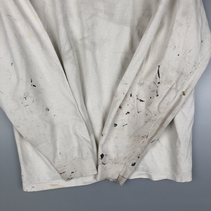 ~90'S Painted Long Sleeve T-Shirt, Vintage unclear Beige type Vintage Second Hand