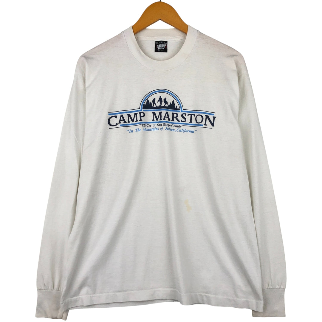 90'S SCREEN STARS Long Sleeve T-Shirt Made in USA Men's XL Vintage cotton pale white type Vintage Second Hand