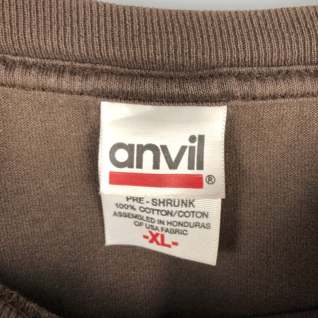 90s-00'S Anvil Long Sleeve T-Shirt, Men's XL cotton brown type Vintage Second Hand