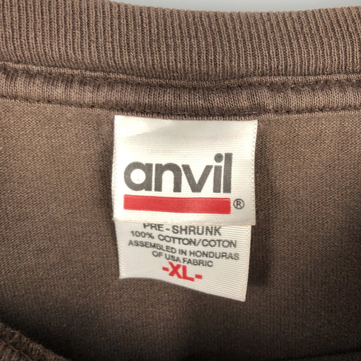 90s-00'S Anvil Long Sleeve T-Shirt, Men's XL cotton brown type Vintage Second Hand