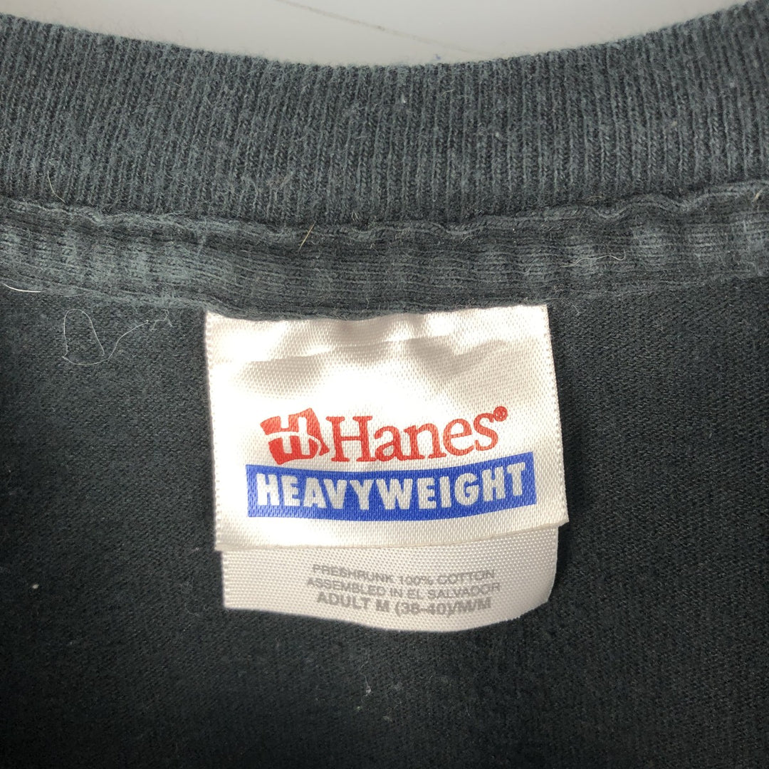 90s-00'S Hanes Heavyweight Skull Pattern Long Sleeve T-Shirt, Men's Size Medium cotton black type Vintage Second Hand