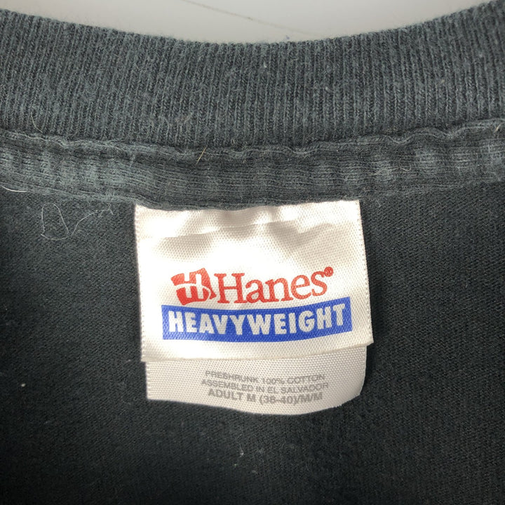 90s-00'S Hanes Heavyweight Skull Pattern Long Sleeve T-Shirt, Men's Size Medium cotton black type Vintage Second Hand