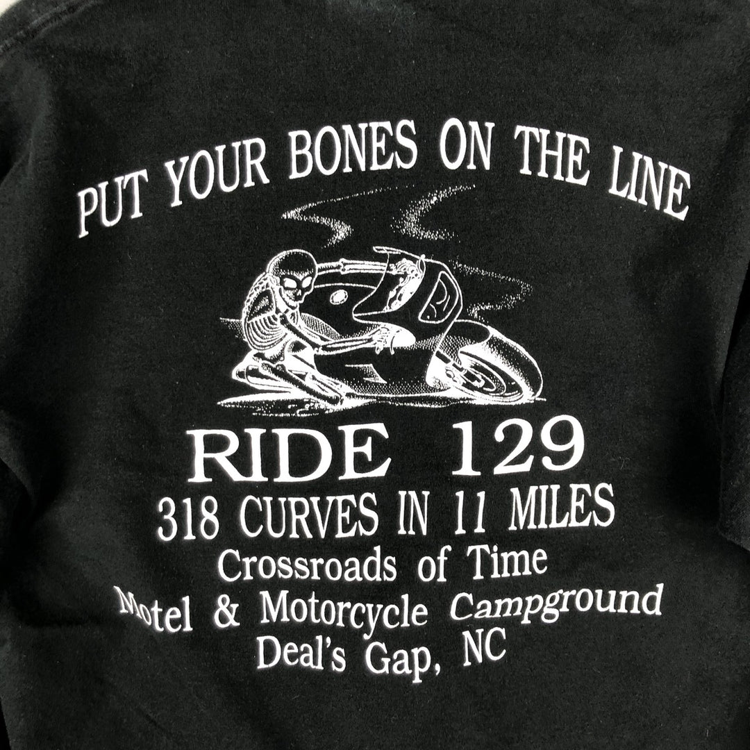 90s-00'S Hanes Heavyweight Skull Pattern Long Sleeve T-Shirt, Men's Size Medium cotton black type Vintage Second Hand