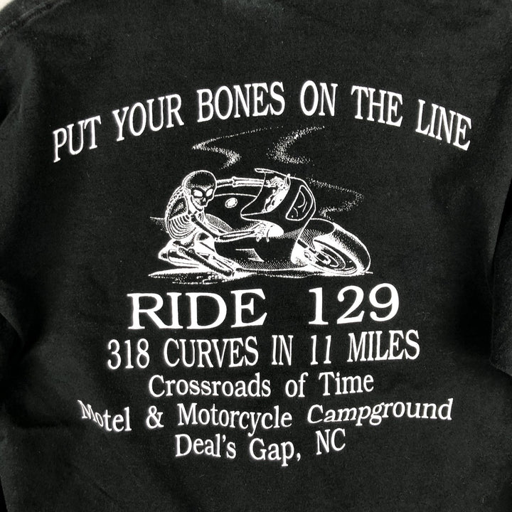 90s-00'S Hanes Heavyweight Skull Pattern Long Sleeve T-Shirt, Men's Size Medium cotton black type Vintage Second Hand