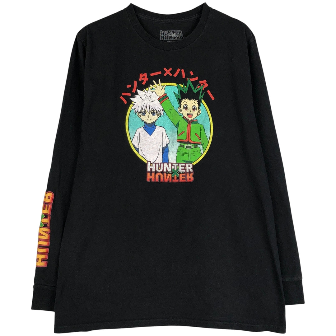 HUNTERxHUNTER Gon and Killua Anime Character Print Long Sleeve T-Shirt, Men's Size M cotton black type Vintage Second Hand