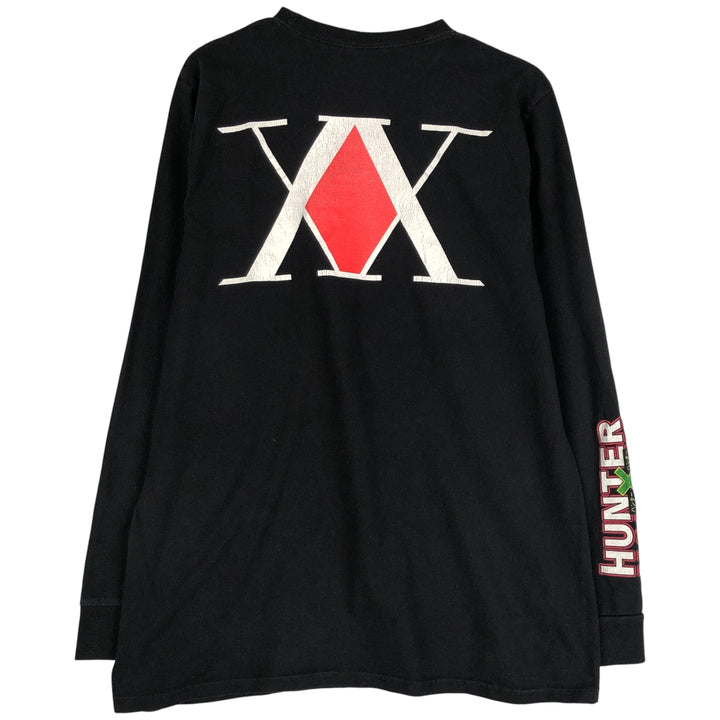 HUNTERxHUNTER Gon and Killua Anime Character Print Long Sleeve T-Shirt, Men's Size M cotton black type Vintage Second Hand