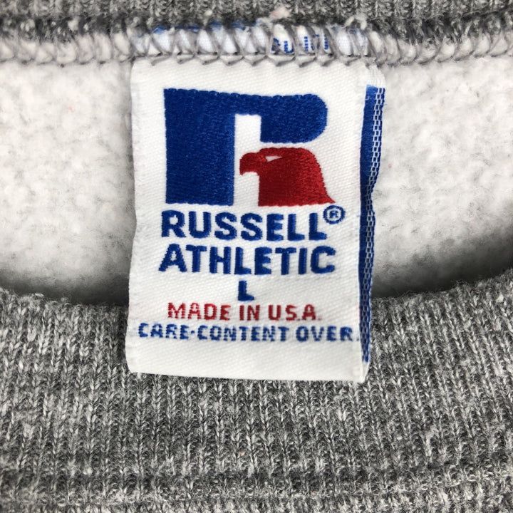 90'S Russell Advertising Sweatshirt, Made in USA, Men's Size L, Vintage polyester gray type Vintage Second Hand