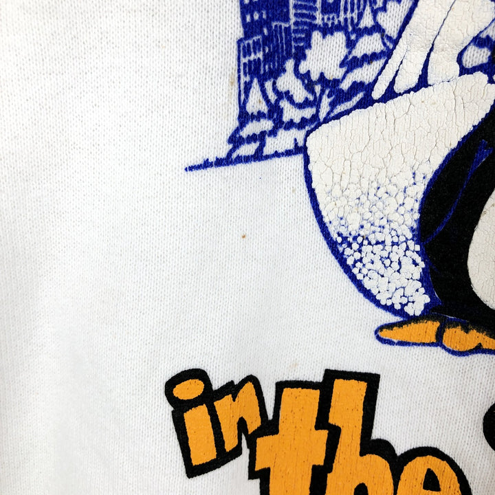 90'S Fruit of the Loom printed sweatshirt, men's size L, vintage unclear white type Vintage Second Hand