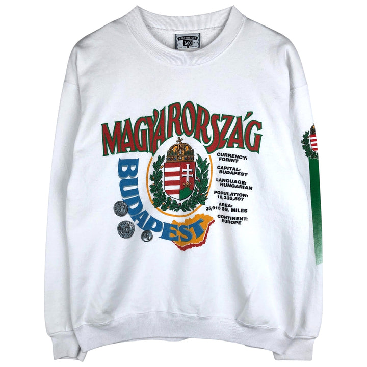Vintage 90'S Lee printed sweatshirt, made in USA, size L for men cotton white type Vintage Second Hand