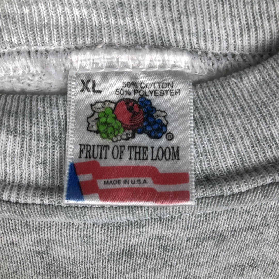 90'S Fruit of the Loom College Sweatshirt, Made in USA, Men's XL, Vintage cotton gray type Vintage Second Hand