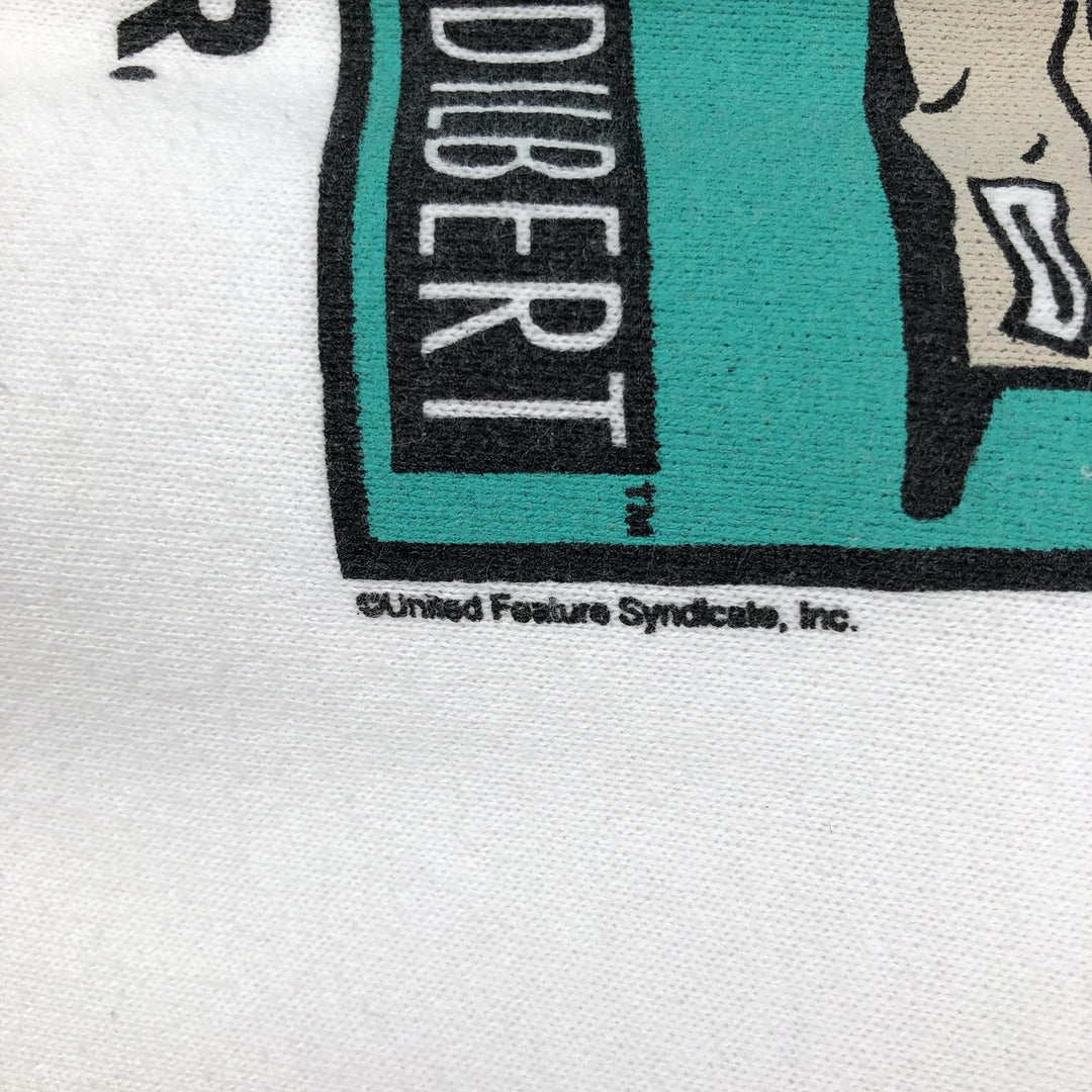 Vintage 80s-90'S Jersey Dilbert print sweatshirt, Made in USA, Men's Size L cotton white type Vintage Second Hand