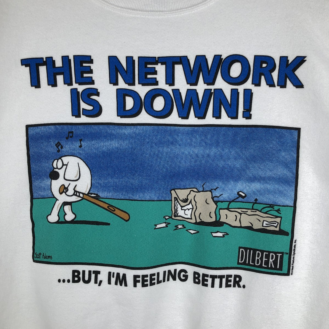 Vintage 80s-90'S Jersey Dilbert print sweatshirt, Made in USA, Men's Size L cotton white type Vintage Second Hand