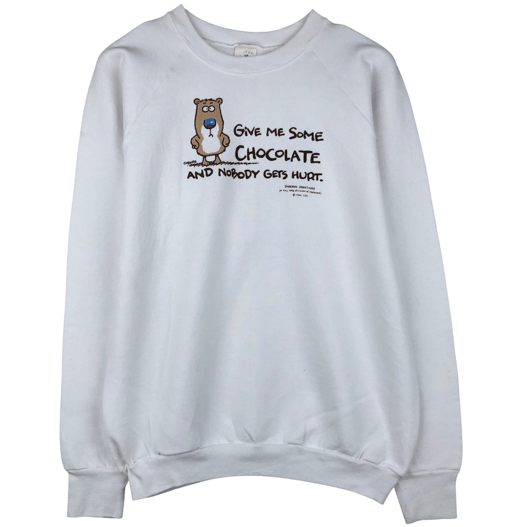 90'S Fruit of the Loom printed sweatshirt, men's size L, vintage unclear white type Vintage Second Hand