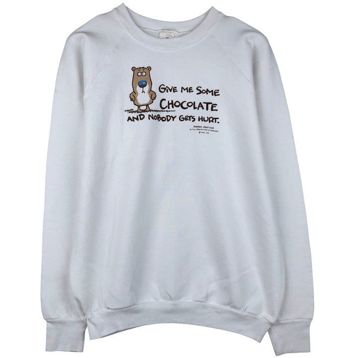 90'S Fruit of the Loom printed sweatshirt, men's size L, vintage unclear white type Vintage Second Hand