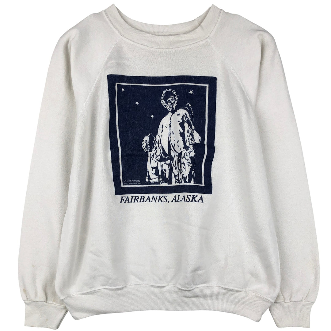Vintage 1980'S Hanes blue tag print sweatshirt, men's size XL cotton white type Vintage Second Hand