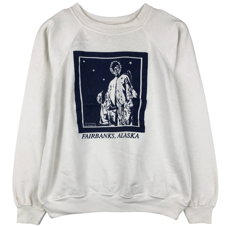 Vintage 1980'S Hanes blue tag print sweatshirt, men's size XL cotton white type Vintage Second Hand