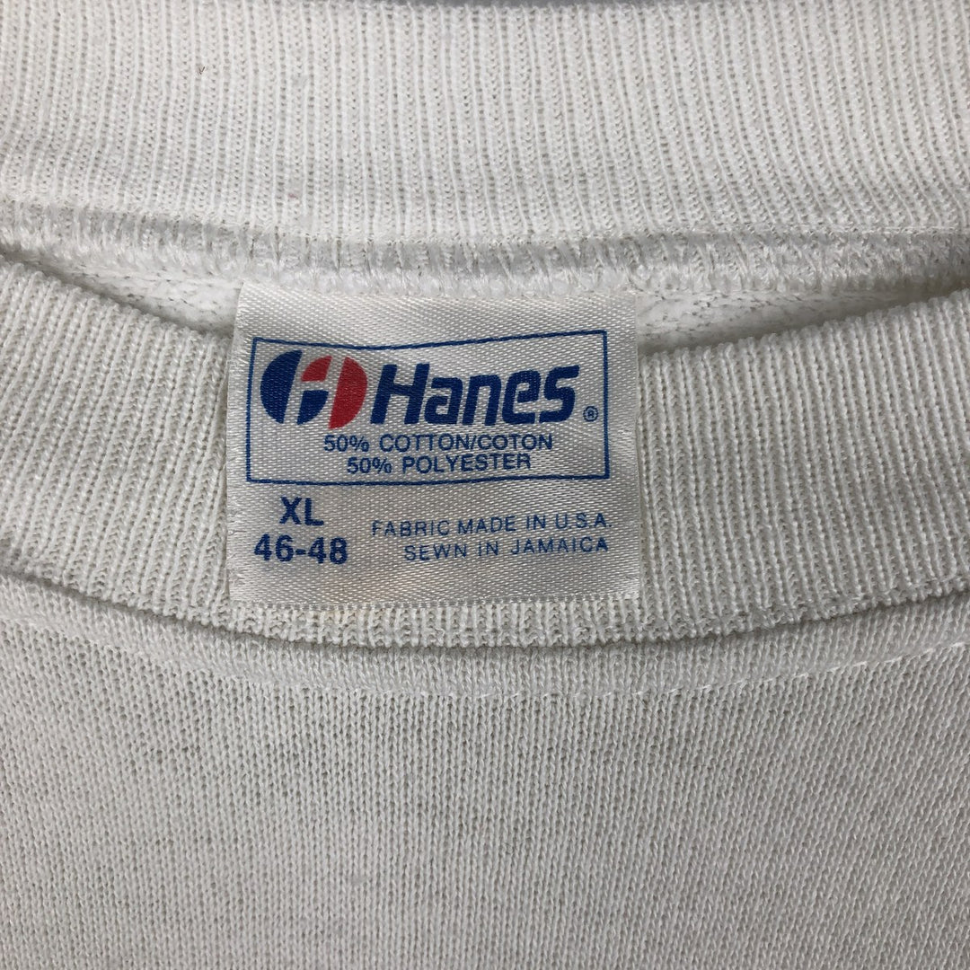 Vintage 1980'S Hanes blue tag print sweatshirt, men's size XL cotton white type Vintage Second Hand