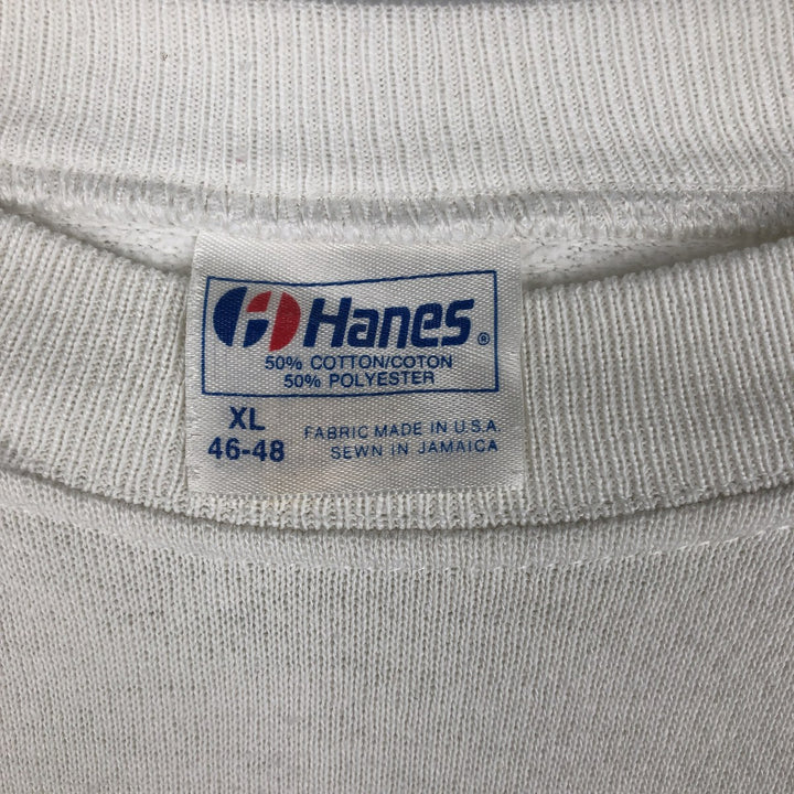 Vintage 1980'S Hanes blue tag print sweatshirt, men's size XL cotton white type Vintage Second Hand