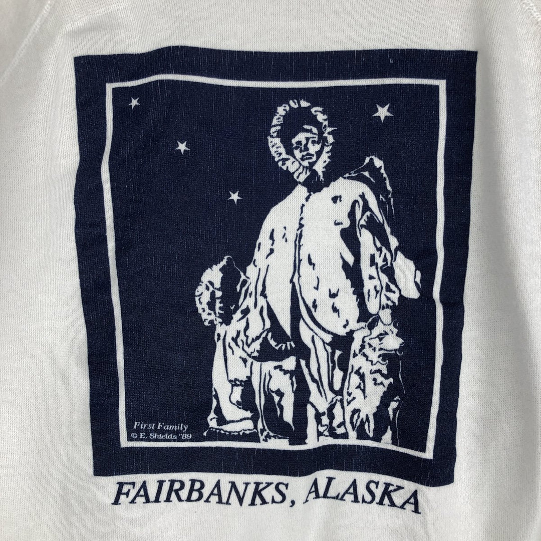Vintage 1980'S Hanes blue tag print sweatshirt, men's size XL cotton white type Vintage Second Hand