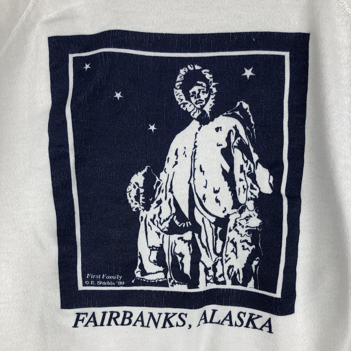 Vintage 1980'S Hanes blue tag print sweatshirt, men's size XL cotton white type Vintage Second Hand