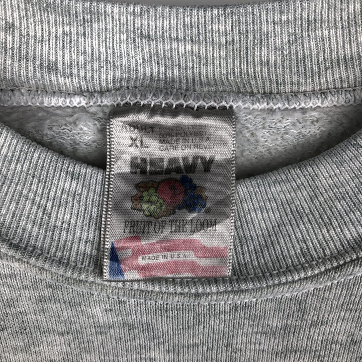 90'S Fruit of the Loom printed sweatshirt, made in the USA, men's XL size, vintage cotton gray type Vintage Second Hand
