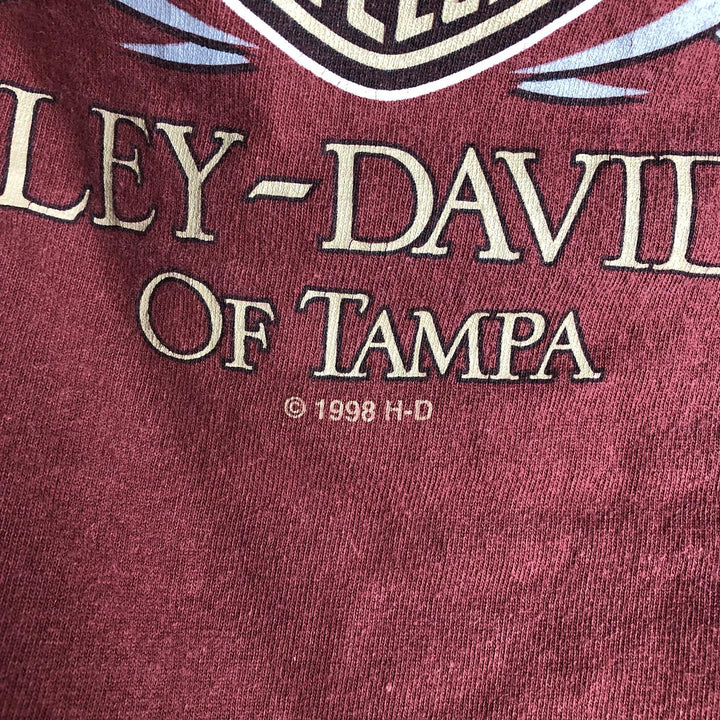 Harley-Davidson Long Sleeve T-Shirt Made in USA Men's Size L cotton red type reddish brown Vintage Second Hand