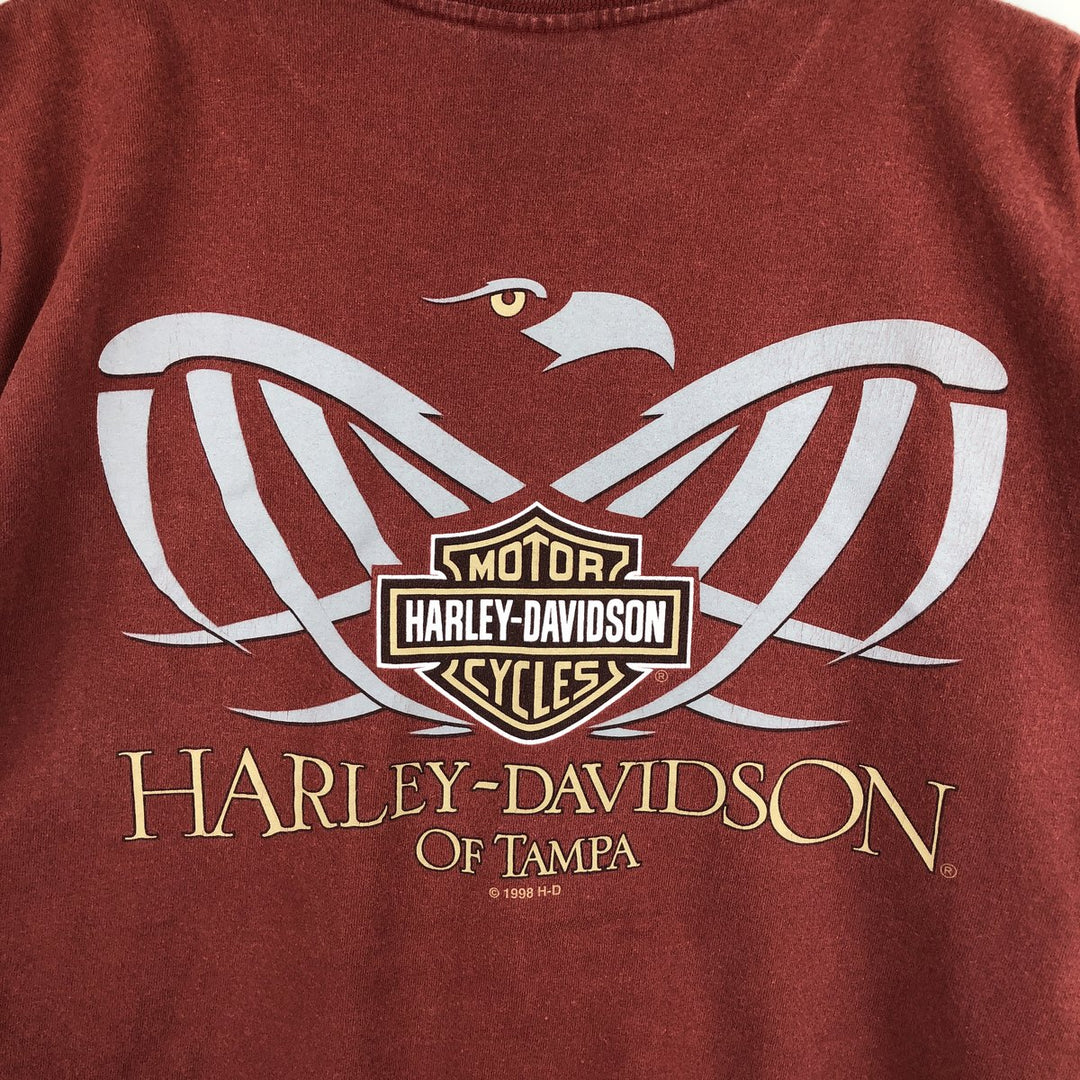 Harley-Davidson Long Sleeve T-Shirt Made in USA Men's Size L cotton red type reddish brown Vintage Second Hand