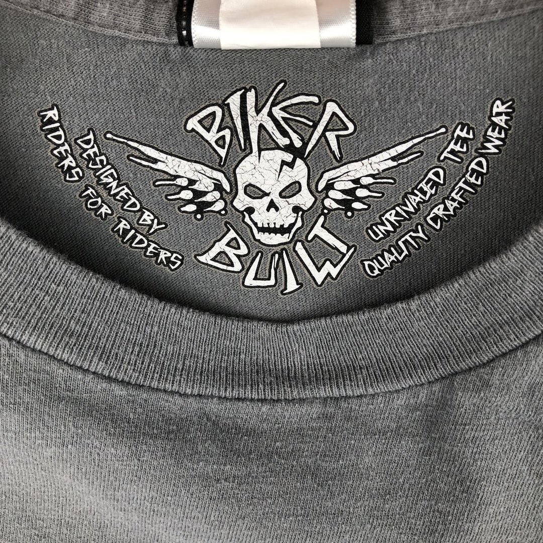 Harley-Davidson Skull Pattern Motorcycle Long Sleeve T-Shirt, Men's Size XL cotton gray type Vintage Second Hand