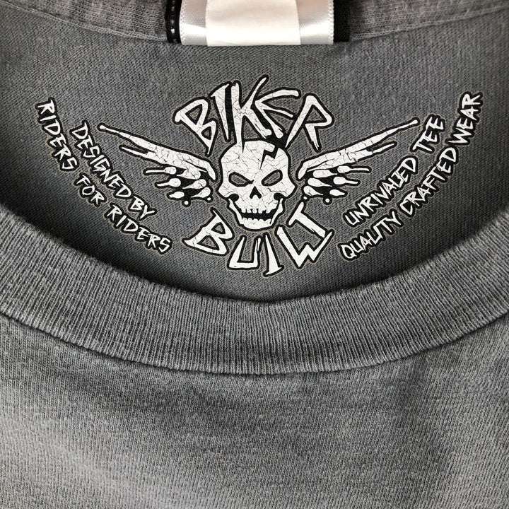 Harley-Davidson Skull Pattern Motorcycle Long Sleeve T-Shirt, Men's Size XL cotton gray type Vintage Second Hand